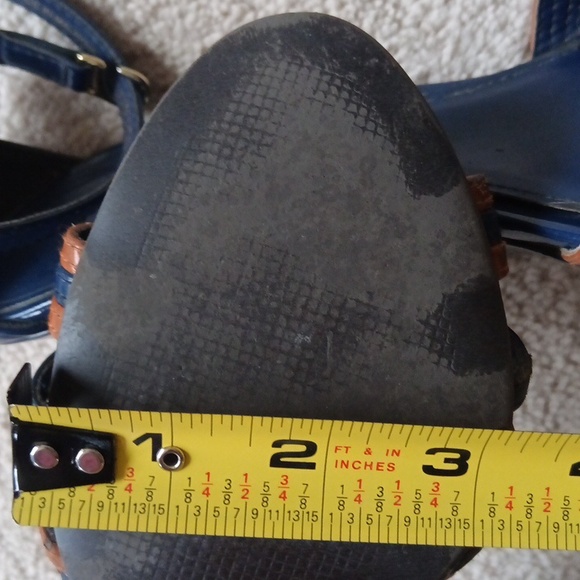 Charles & Keith Ankle Straps Navy and Tan Wedge Sandals - Picture 11 of 16